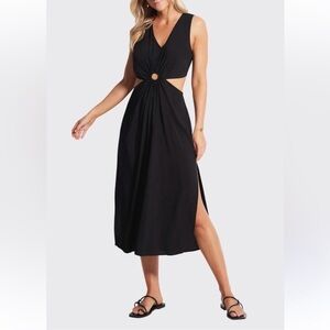 Seafolly Australia Black Cut Out MIDI Coastal Dress